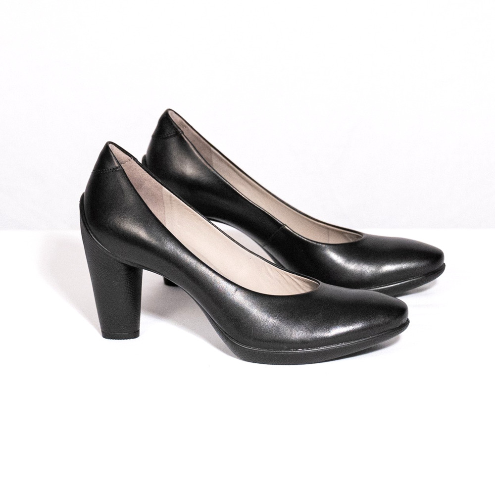 Ecco Sculptured 75 Textured Heel Leather Pumps EU 41 US 10-10.5 Comfort Classic